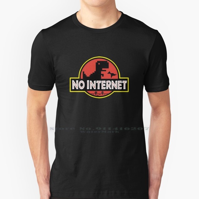 Sem internet dino t camisa 100% algodão puro dinossauro sem